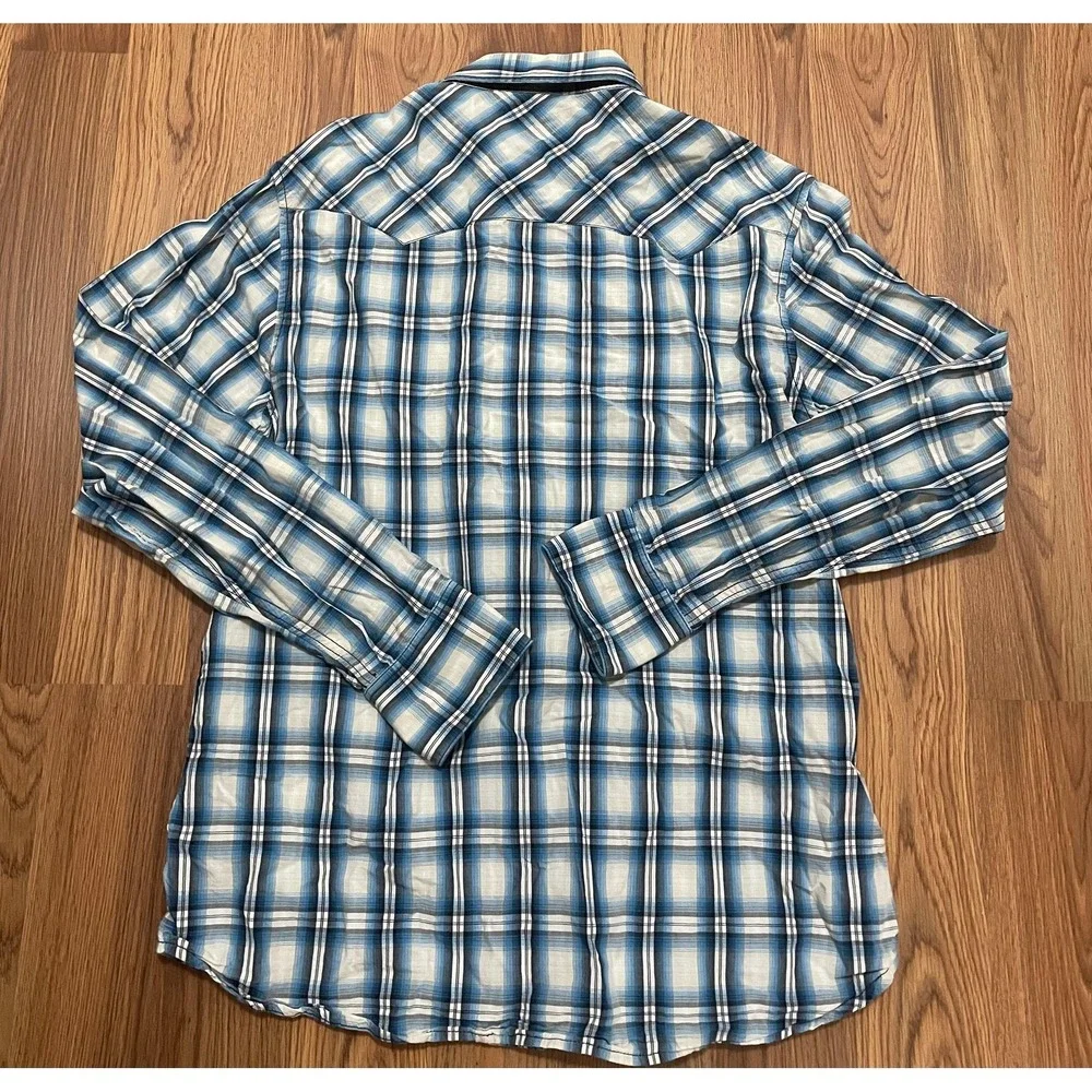 True Religion Ricky Western Shirt Mens XL Pearl Snap Plaid